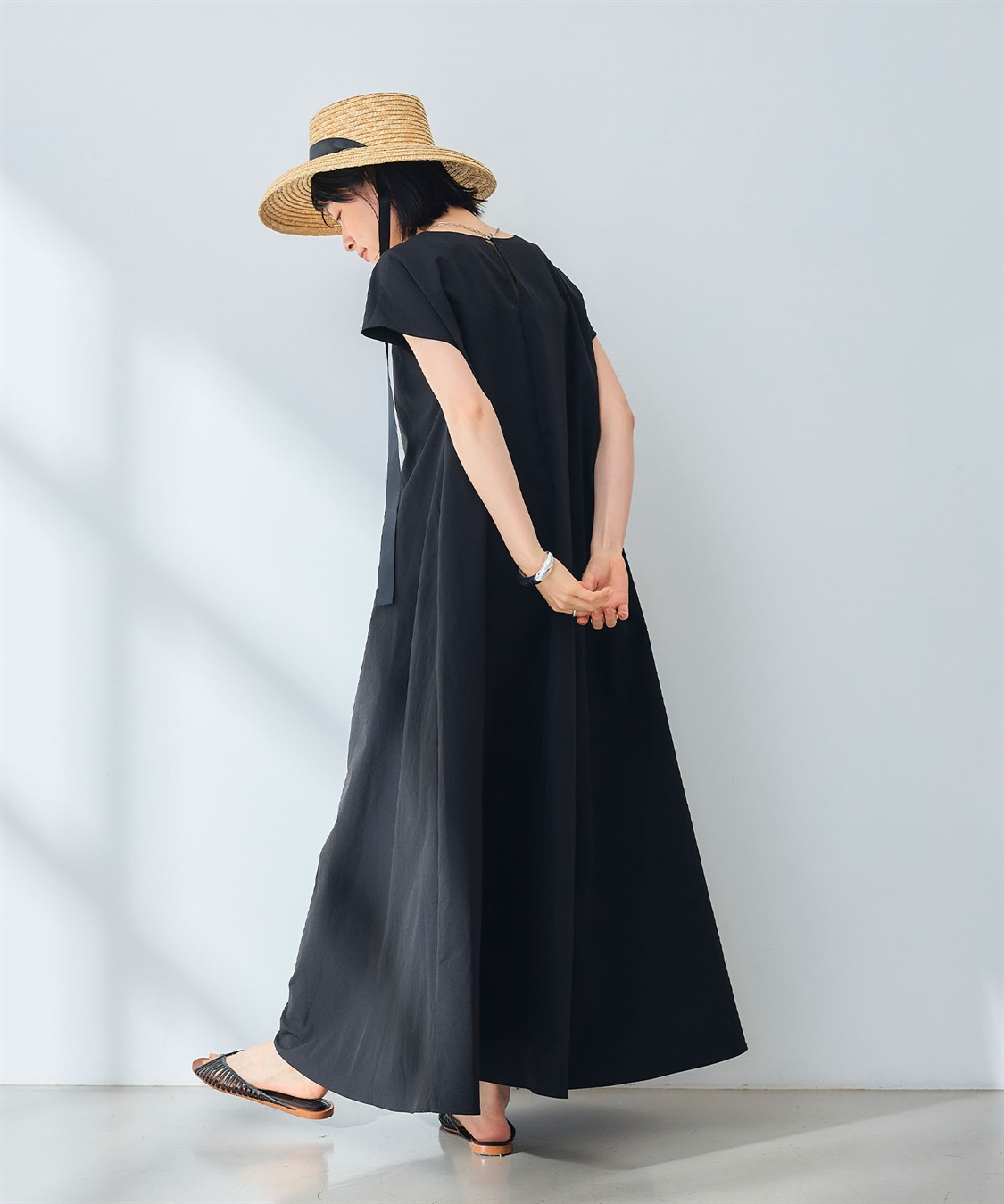 CROSS FUNCTION 《UV/吸水速乾》エブ楽 Vネックフレンチスリーブワンピース_sub_7