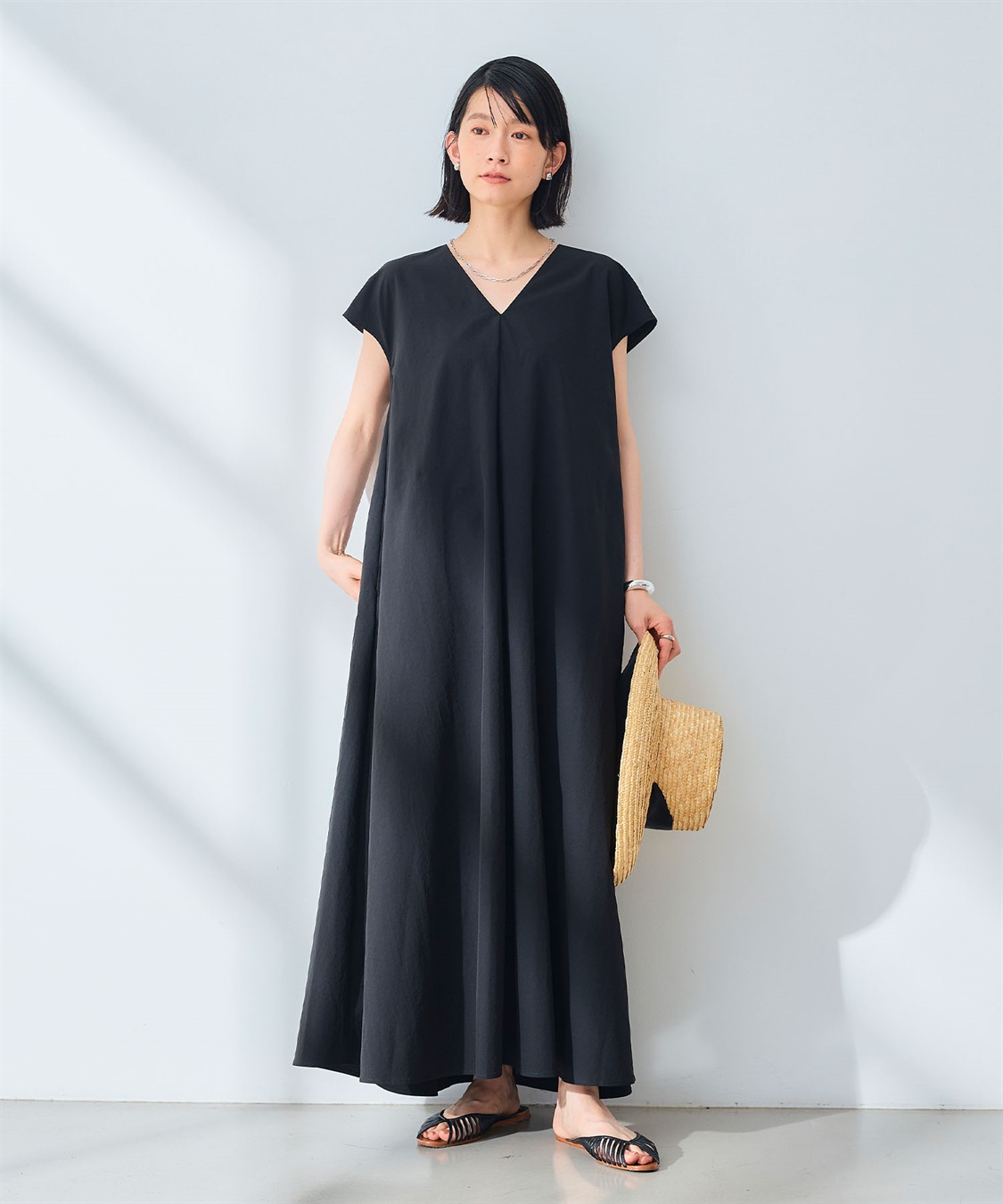 CROSS FUNCTION 《UV/吸水速乾》エブ楽 Vネックフレンチスリーブワンピース_sub_10