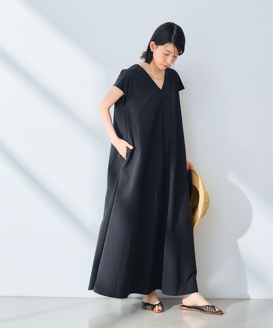 CROSS FUNCTION 《UV/吸水速乾》エブ楽 Vネックフレンチスリーブワンピース_sub_11