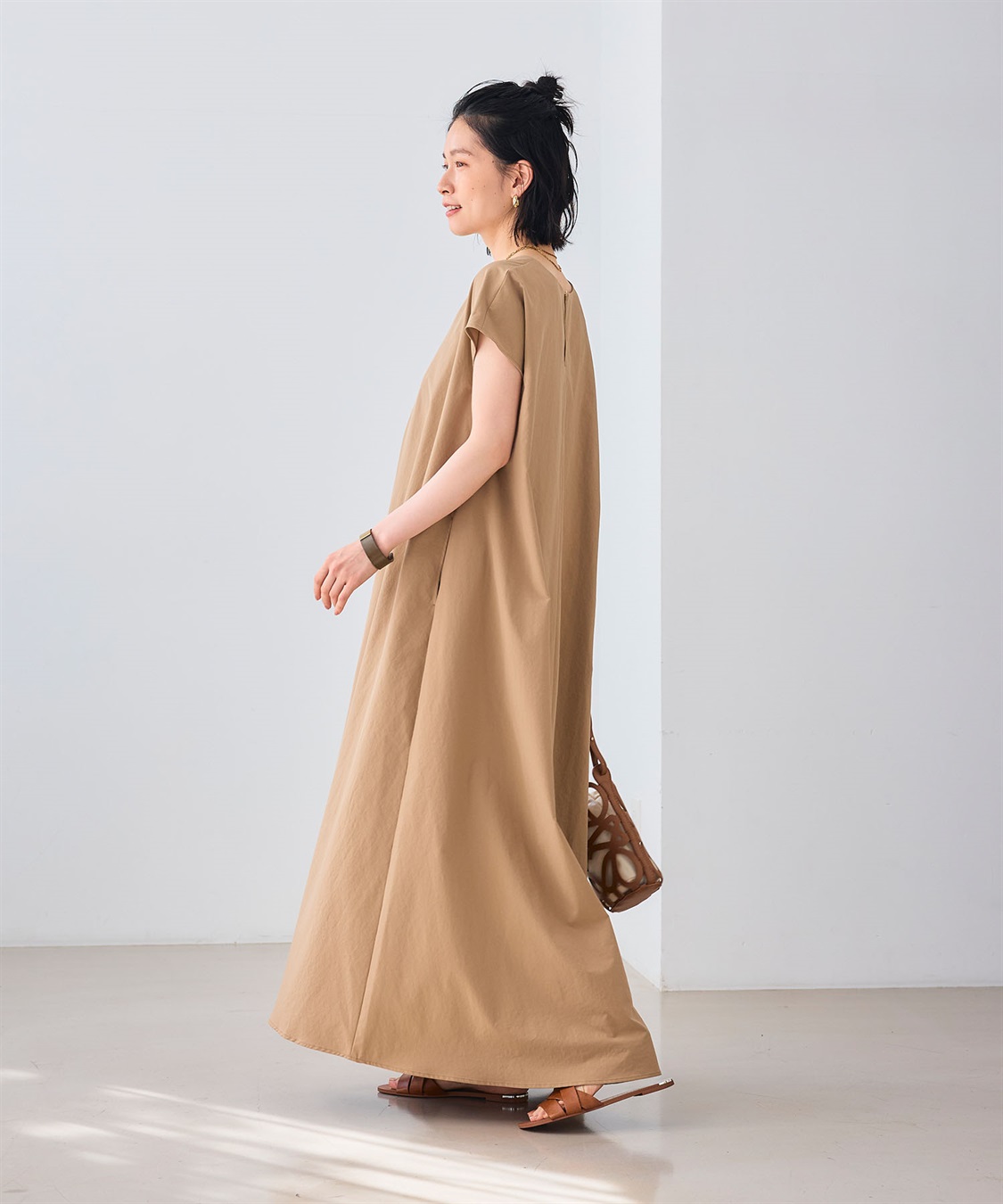 CROSS FUNCTION 《UV/吸水速乾》エブ楽 Vネックフレンチスリーブワンピース_sub_16