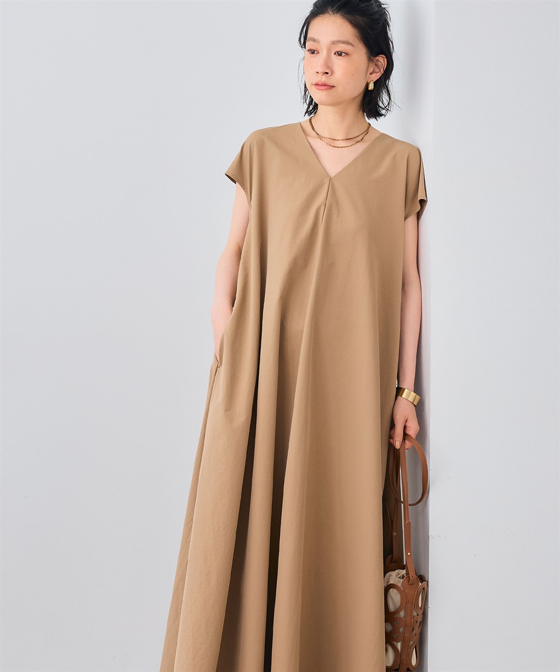 CROSS FUNCTION 《UV/吸水速乾》エブ楽 Vネックフレンチスリーブワンピース_sub_19