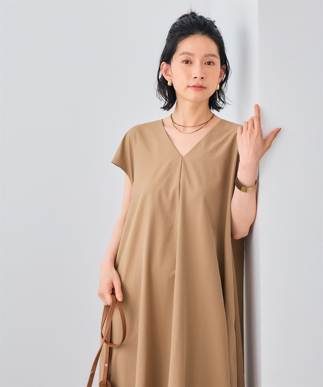 CROSS FUNCTION 《UV/吸水速乾》エブ楽 Vネックフレンチスリーブワンピース_sub_20