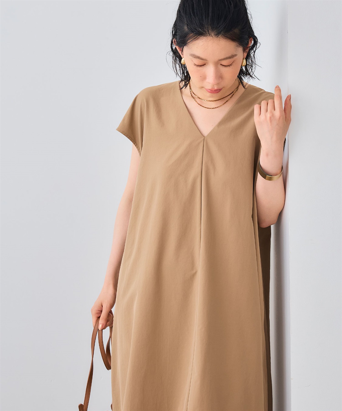 CROSS FUNCTION 《UV/吸水速乾》エブ楽 Vネックフレンチスリーブワンピース_sub_21