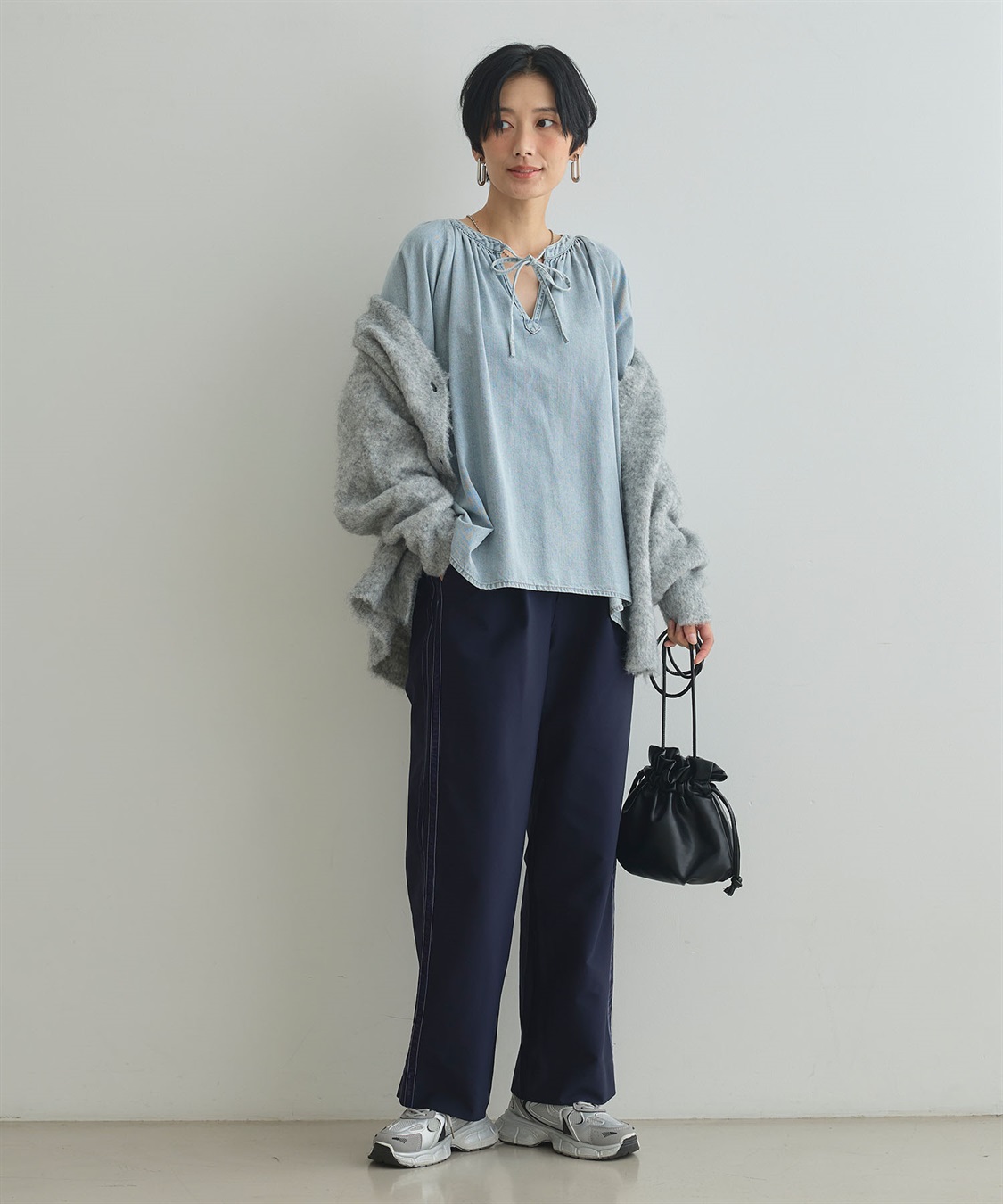 CROSS FUNCTION 《撥水》FRESH DENIM デニムカフタンボリュームスリーブブラウス_sub_4