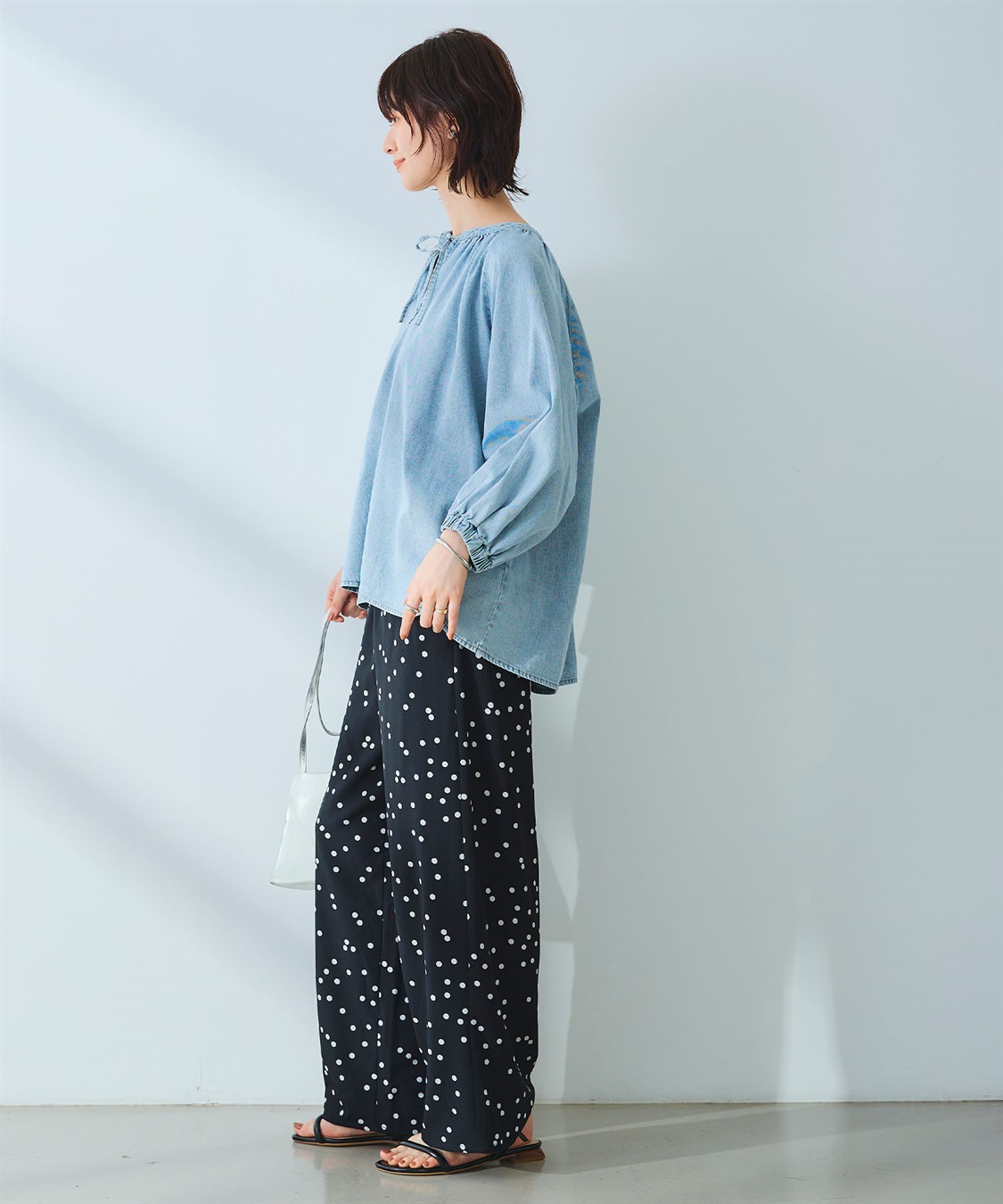 CROSS FUNCTION 《撥水》FRESH DENIM デニムカフタンボリュームスリーブブラウス_sub_11