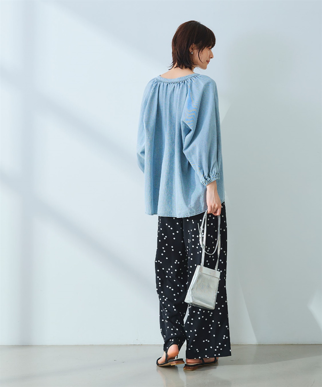 CROSS FUNCTION 《撥水》FRESH DENIM デニムカフタンボリュームスリーブブラウス_sub_12