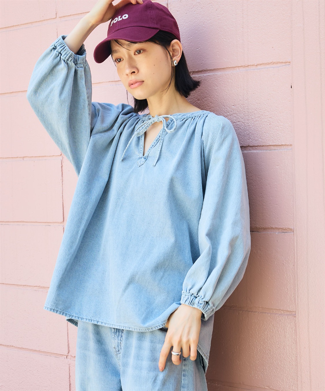CROSS FUNCTION 《撥水》FRESH DENIM デニムカフタンボリュームスリーブブラウス_sub_13