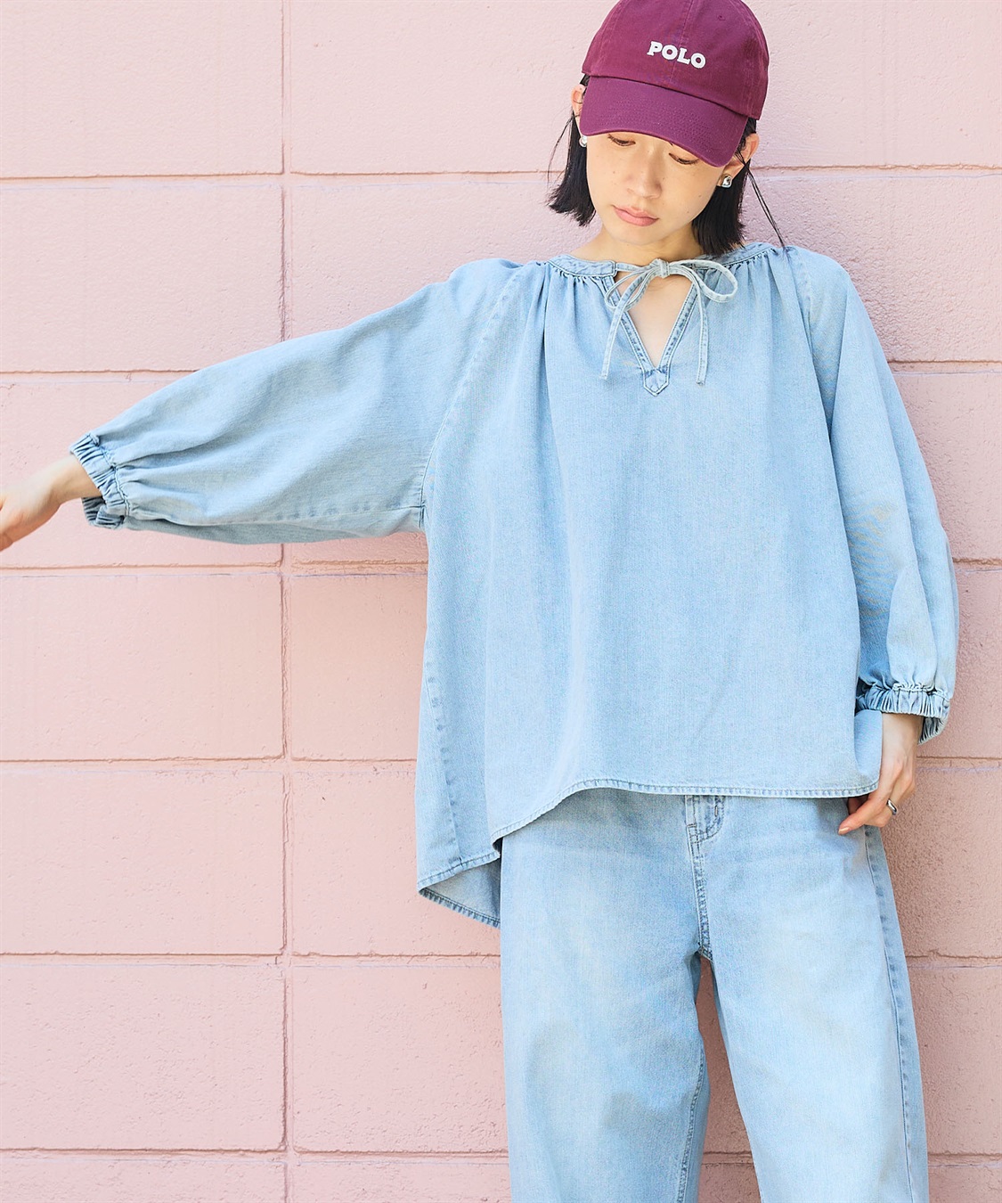 CROSS FUNCTION 《撥水》FRESH DENIM デニムカフタンボリュームスリーブブラウス_sub_14