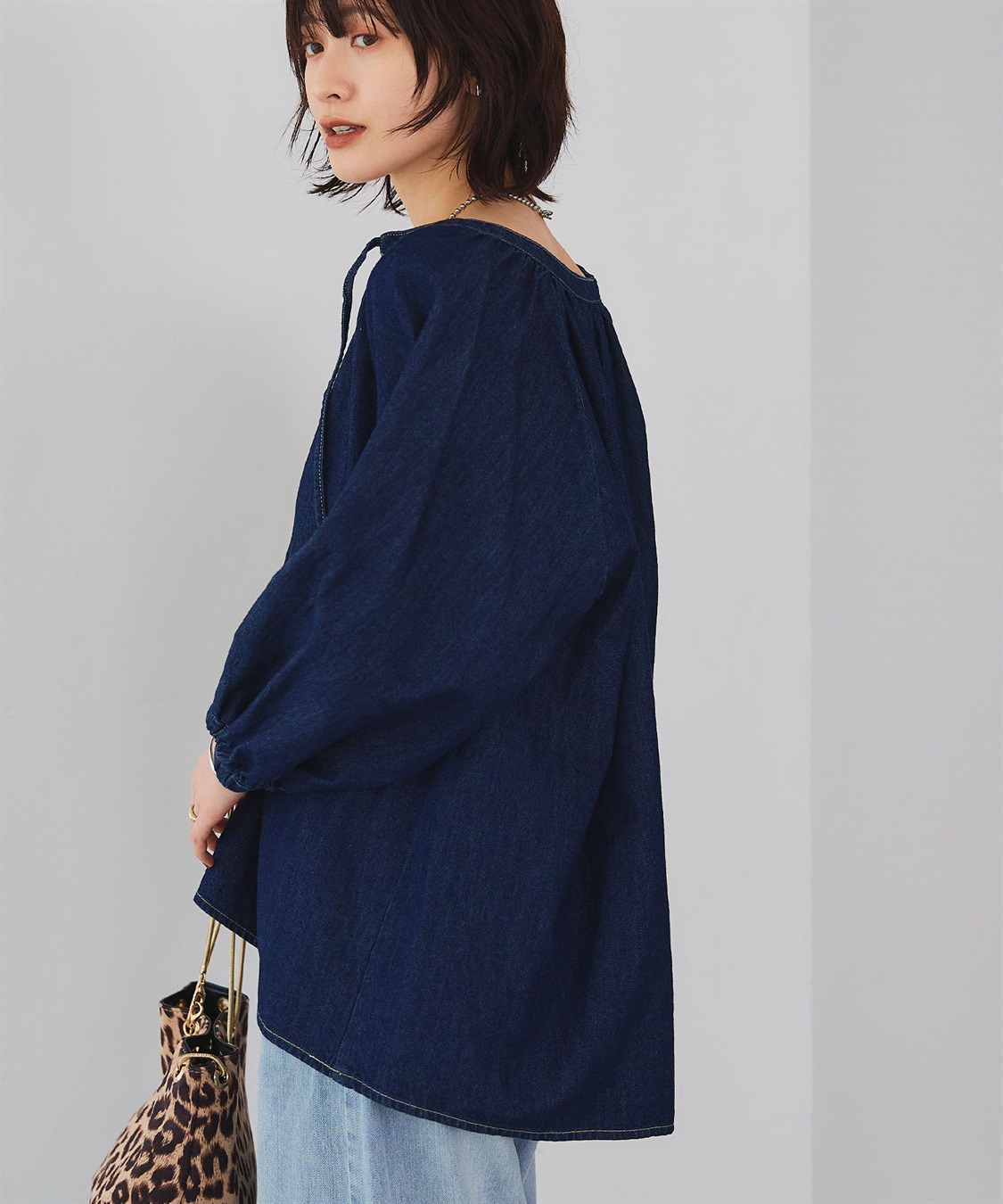 CROSS FUNCTION 《撥水》FRESH DENIM デニムカフタンボリュームスリーブブラウス_sub_19