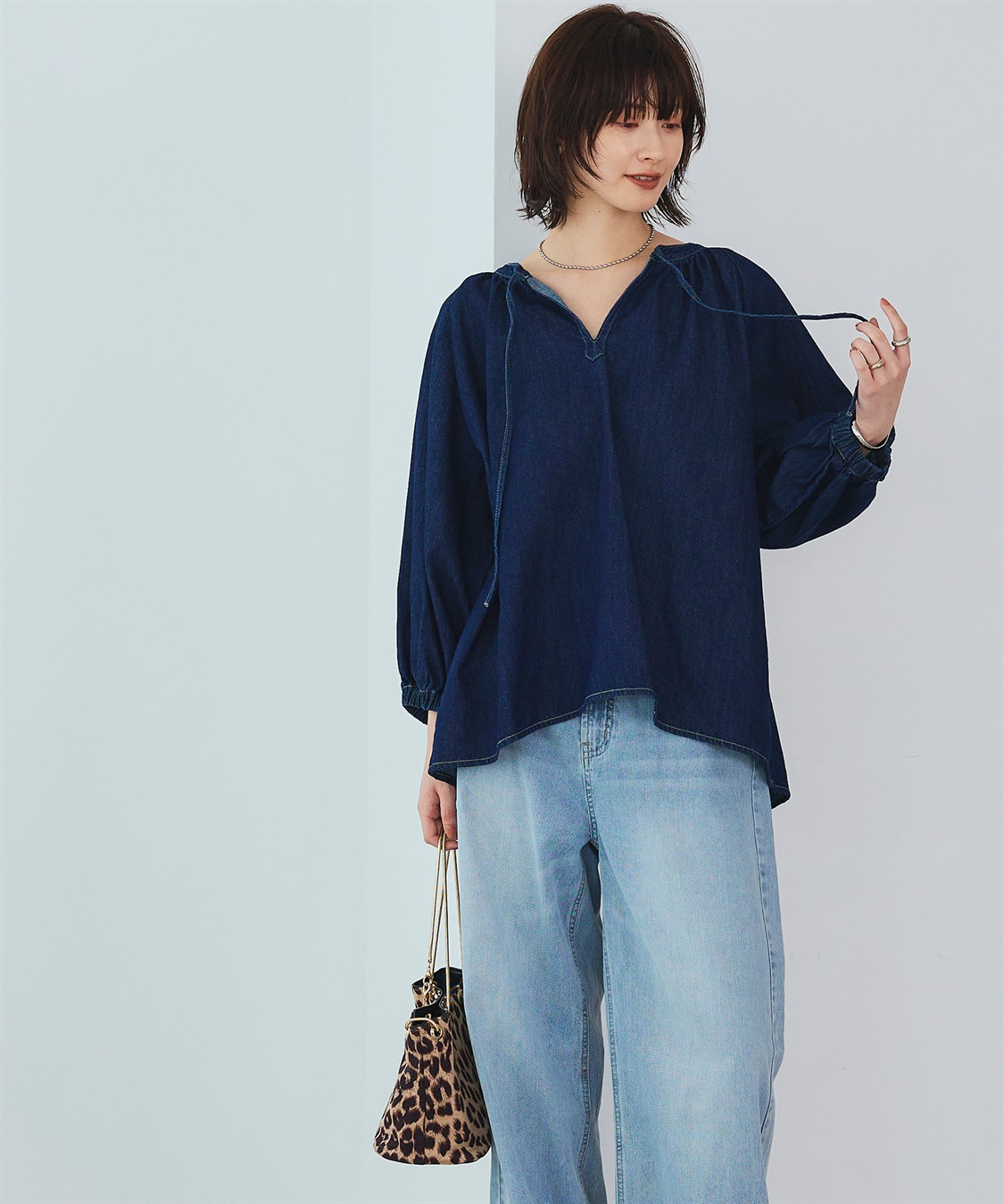 CROSS FUNCTION 《撥水》FRESH DENIM デニムカフタンボリュームスリーブブラウス_sub_20