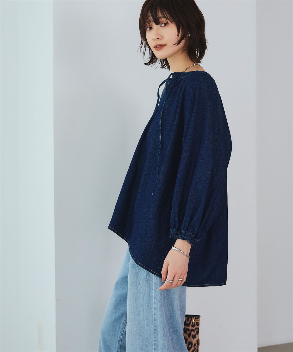 CROSS FUNCTION 《撥水》FRESH DENIM デニムカフタンボリュームスリーブブラウス_sub_21