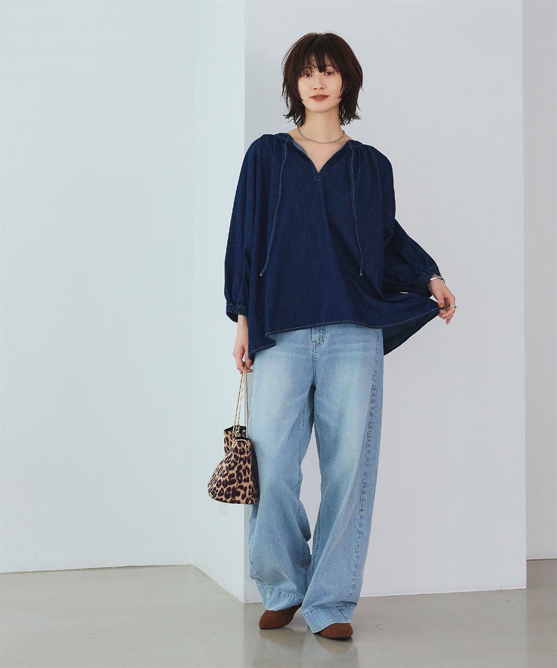CROSS FUNCTION 《撥水》FRESH DENIM デニムカフタンボリュームスリーブブラウス_sub_22