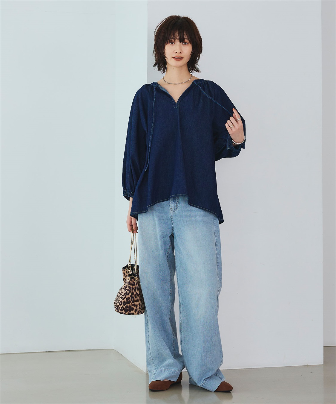 CROSS FUNCTION 《撥水》FRESH DENIM デニムカフタンボリュームスリーブブラウス_sub_23