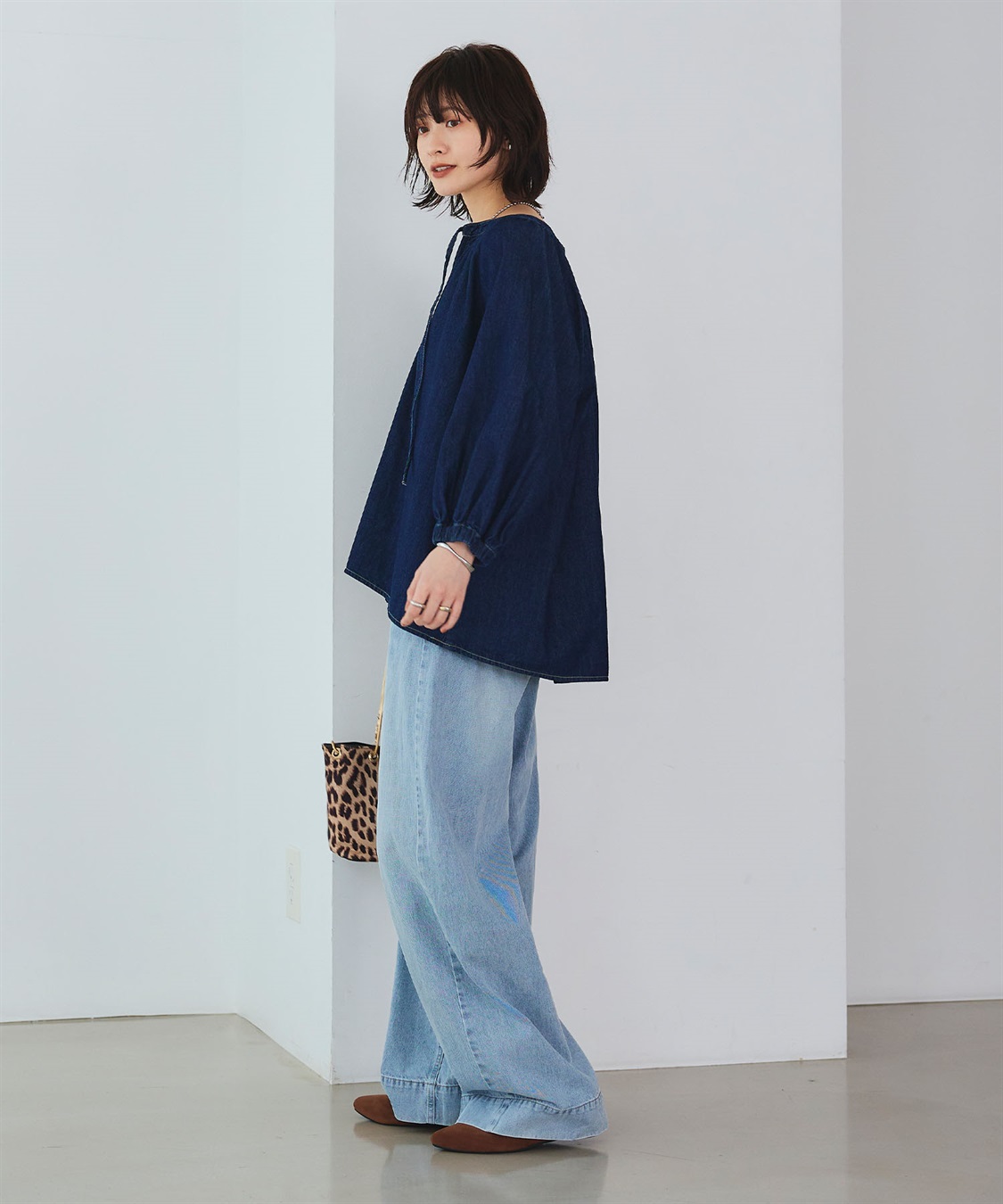 CROSS FUNCTION 《撥水》FRESH DENIM デニムカフタンボリュームスリーブブラウス_sub_24