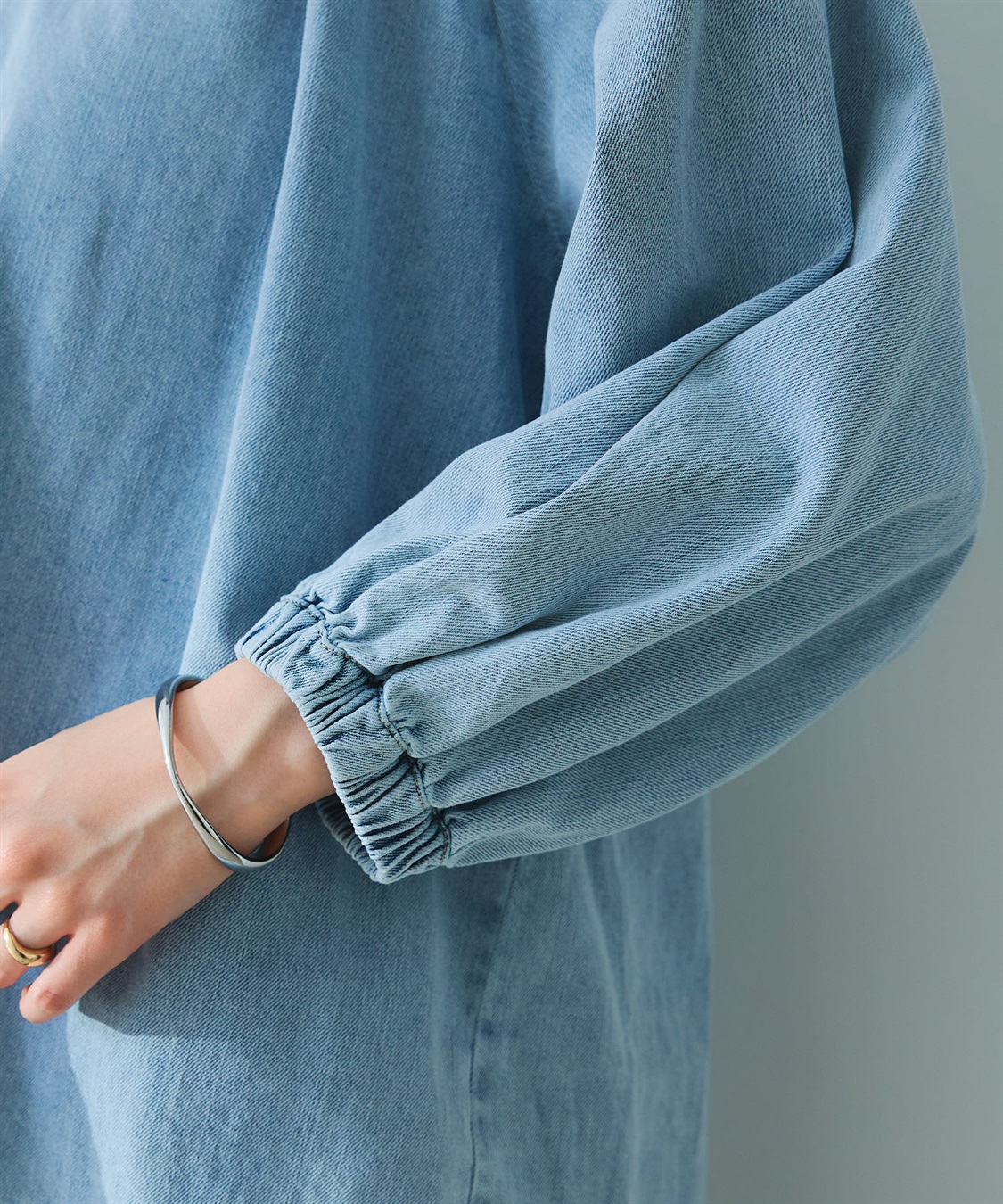 CROSS FUNCTION 《撥水》FRESH DENIM デニムカフタンボリュームスリーブブラウス_sub_28