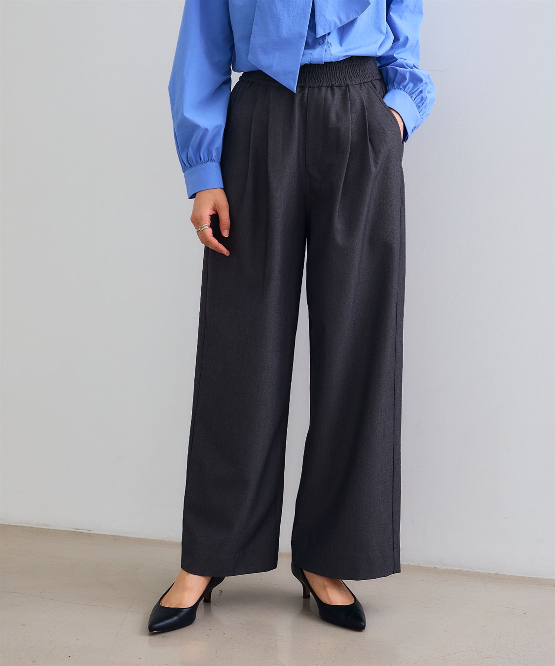 CROSS FUNCTION 《シワになりにくい》サマ美え ツータックギャザーワイドパンツ_sub_1