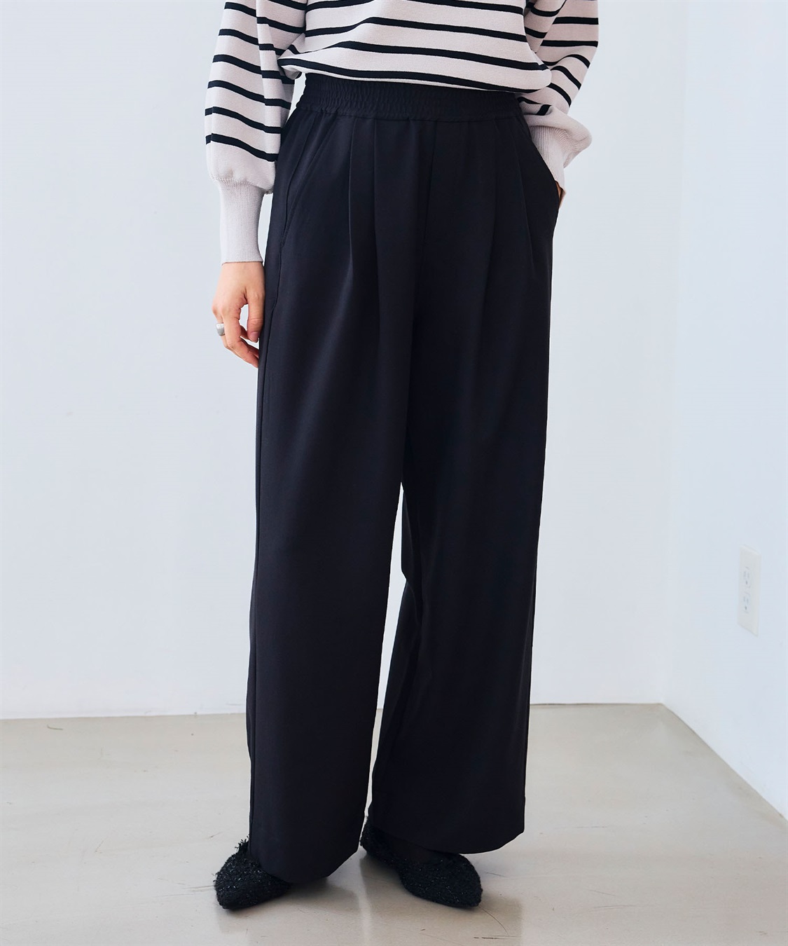 CROSS FUNCTION 《シワになりにくい》サマ美え ツータックギャザーワイドパンツ_sub_2