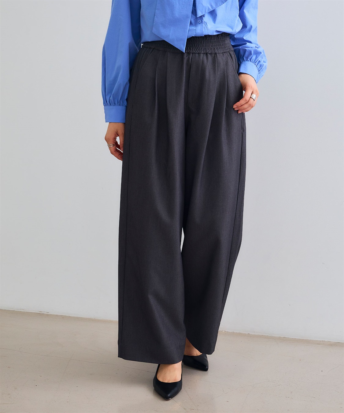 CROSS FUNCTION 《シワになりにくい》サマ美え ツータックギャザーワイドパンツ_sub_9
