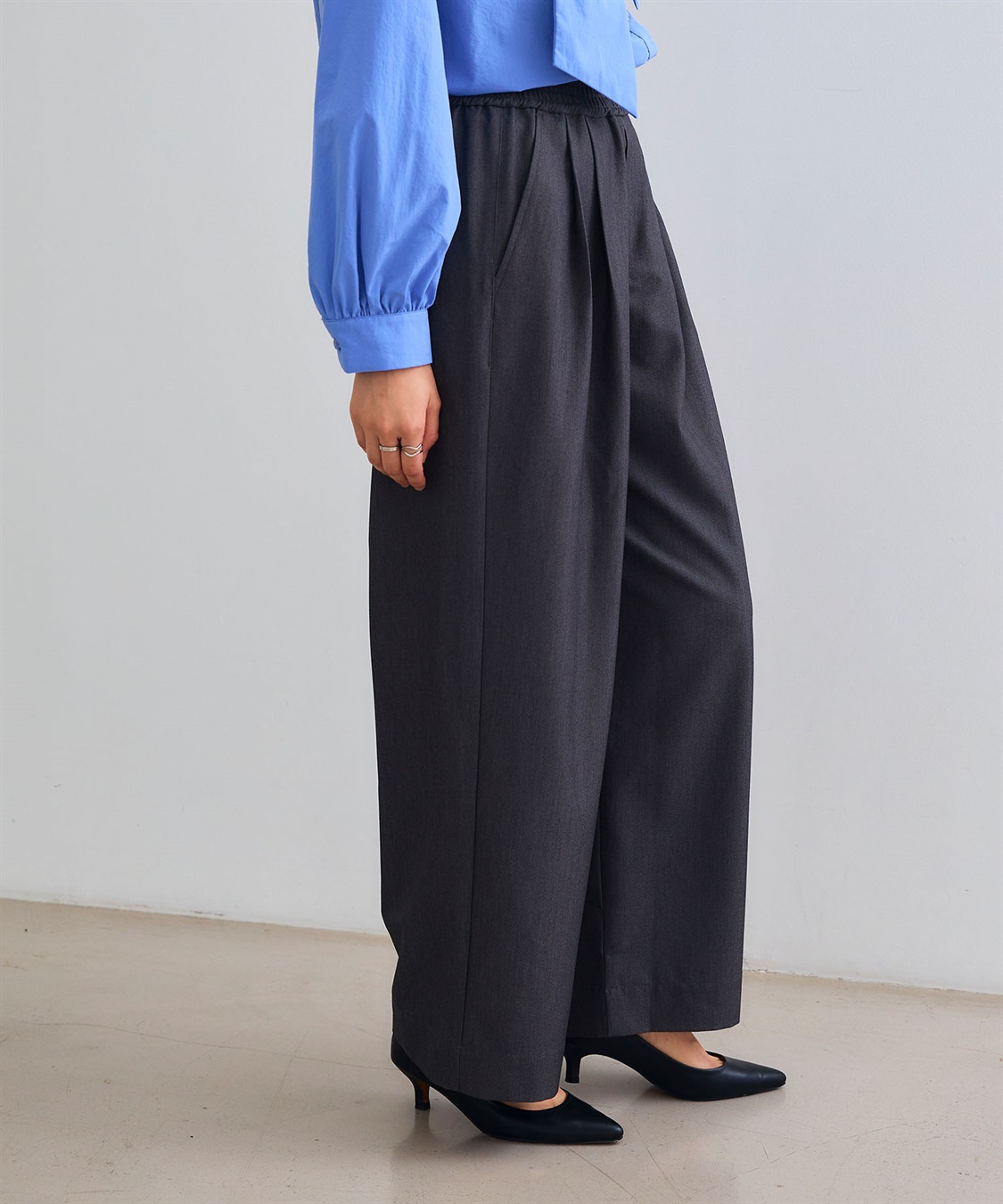 CROSS FUNCTION 《シワになりにくい》サマ美え ツータックギャザーワイドパンツ_sub_10