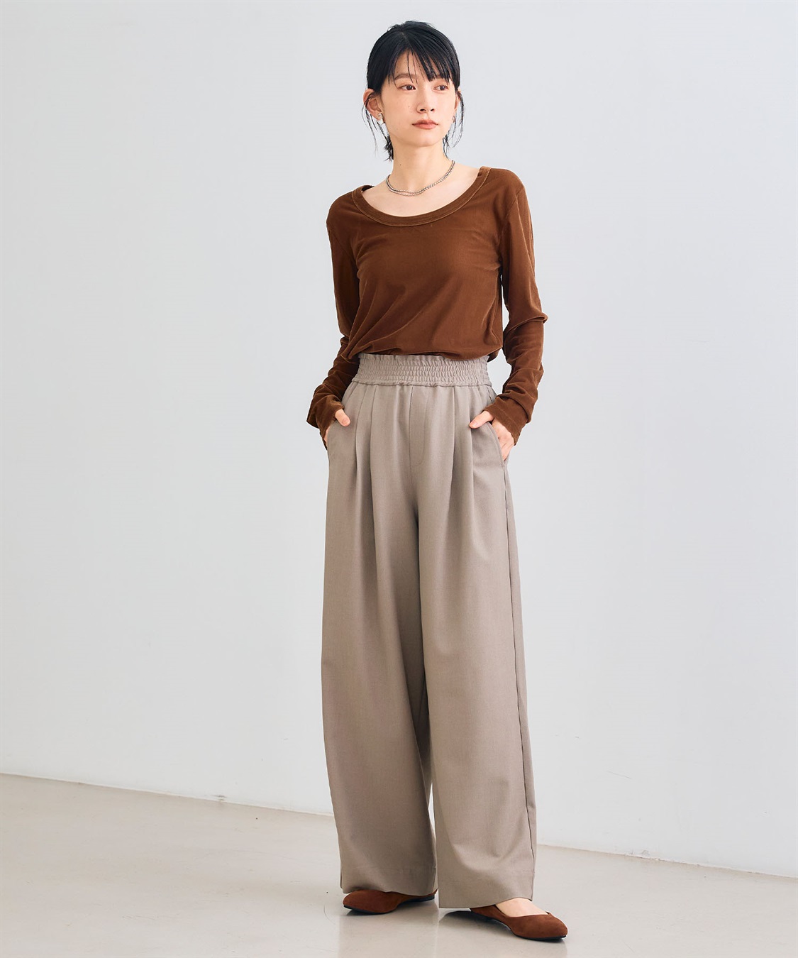 CROSS FUNCTION 《シワになりにくい》サマ美え ツータックギャザーワイドパンツ_sub_11