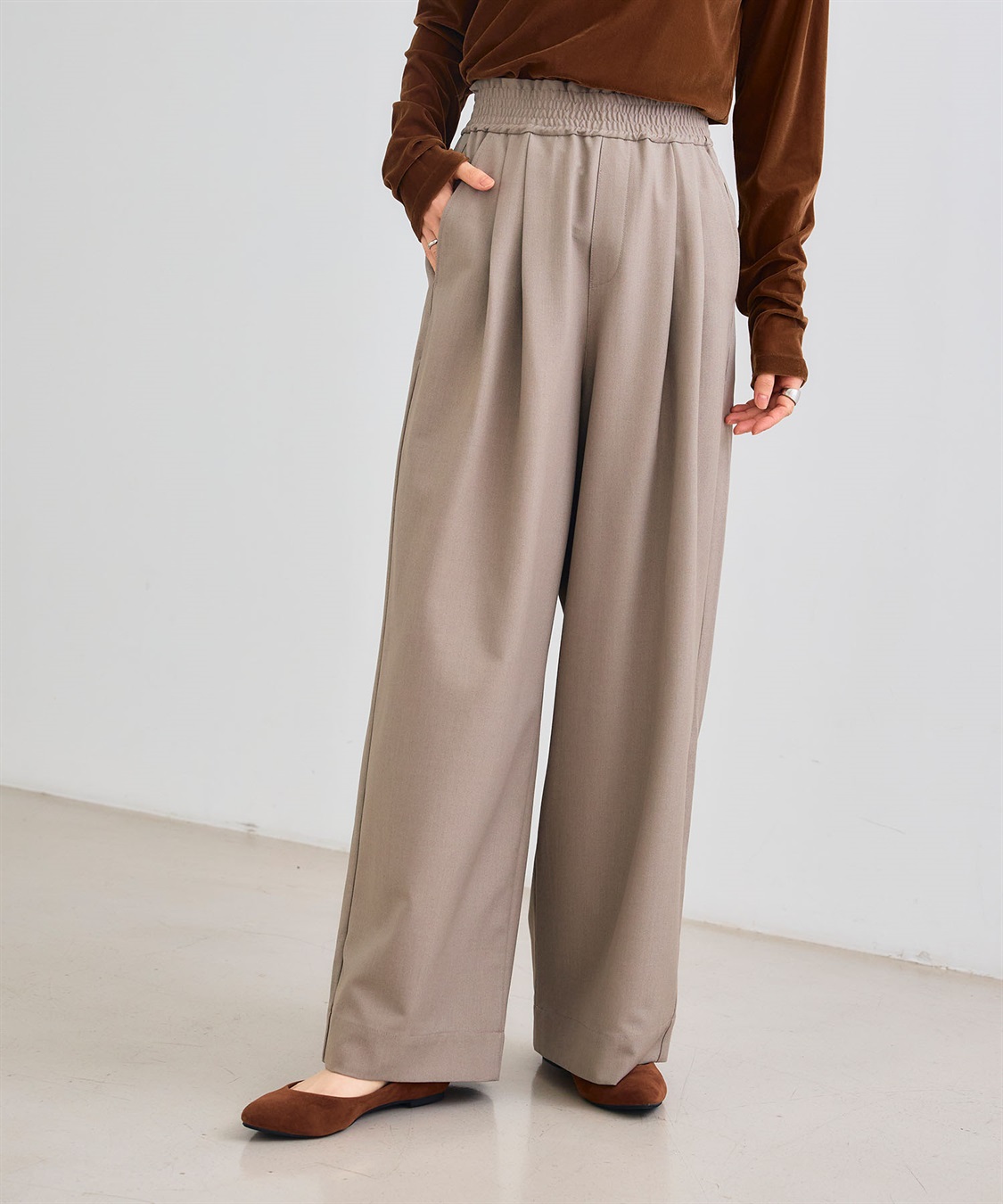 CROSS FUNCTION 《シワになりにくい》サマ美え ツータックギャザーワイドパンツ_sub_14