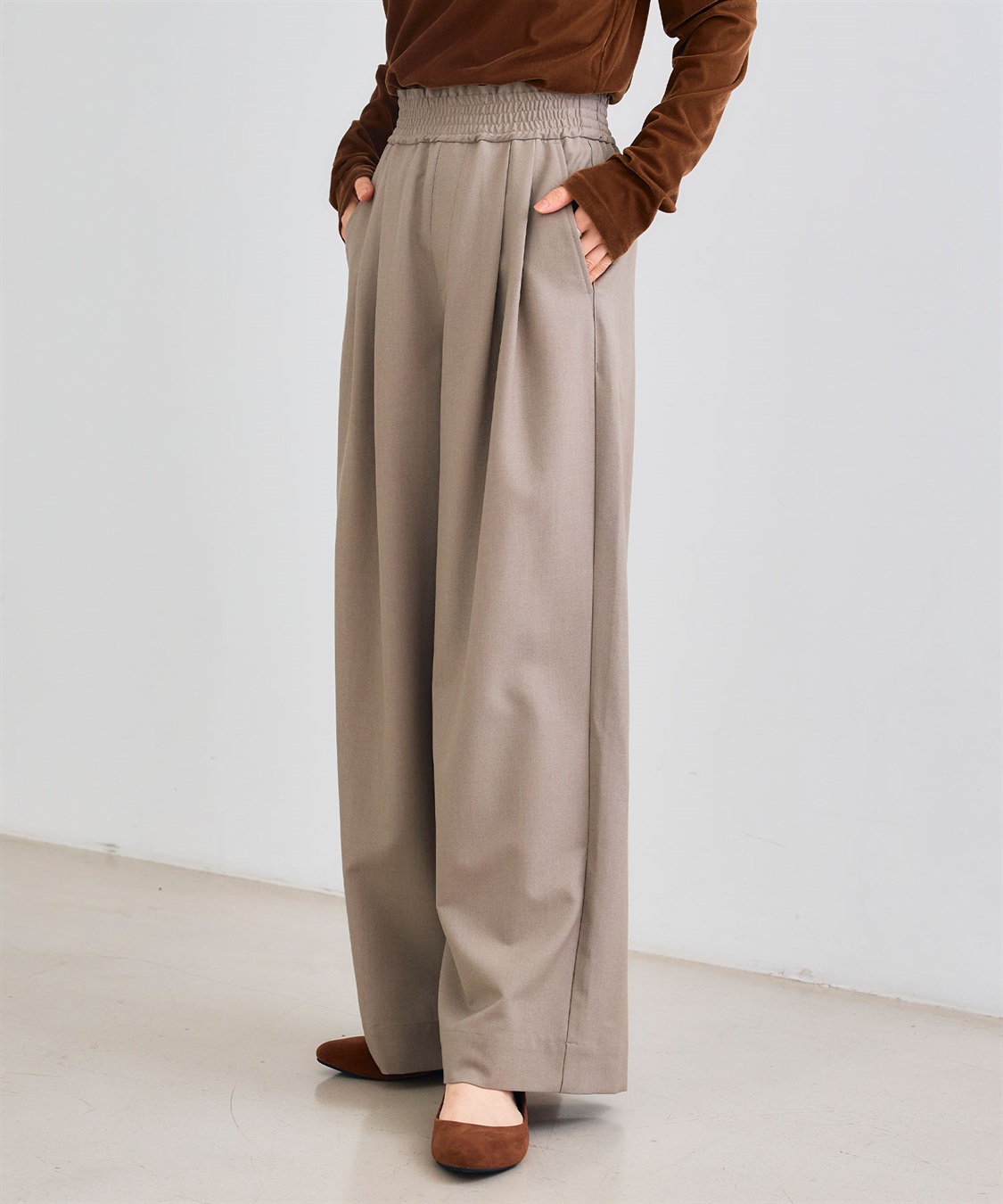 CROSS FUNCTION 《シワになりにくい》サマ美え ツータックギャザーワイドパンツ_sub_15