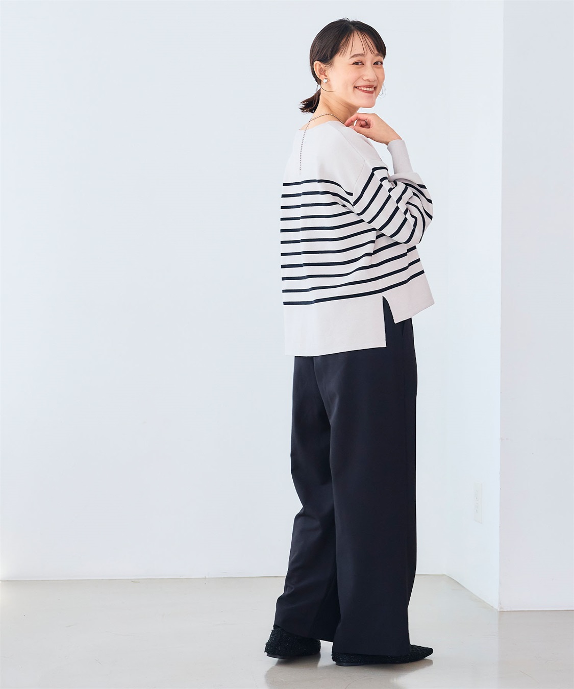 CROSS FUNCTION 《シワになりにくい》サマ美え ツータックギャザーワイドパンツ_sub_18