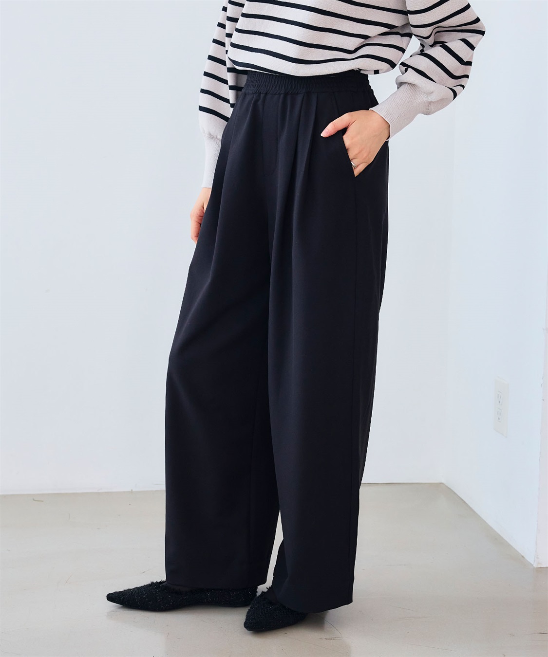 CROSS FUNCTION 《シワになりにくい》サマ美え ツータックギャザーワイドパンツ_sub_19