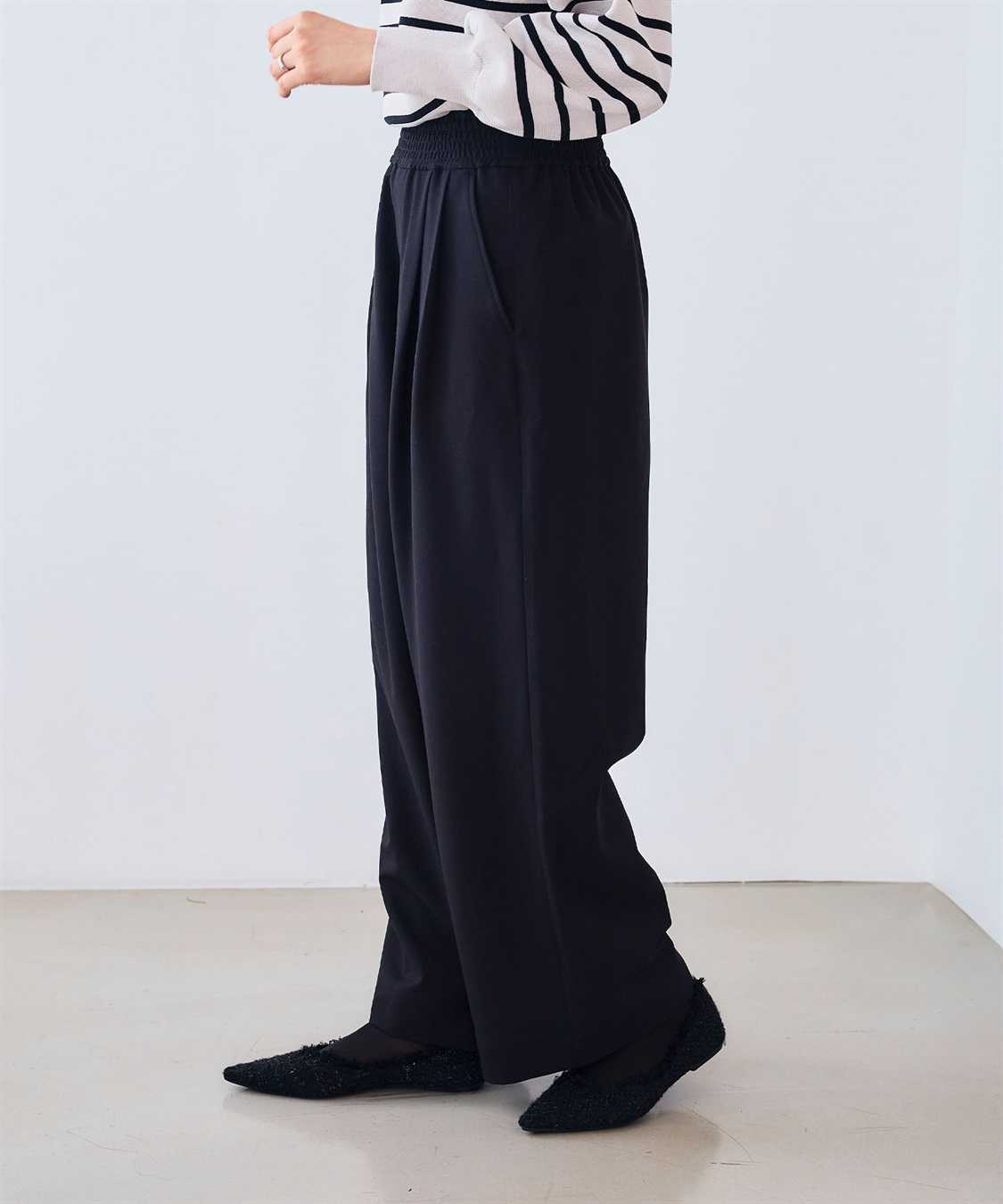 CROSS FUNCTION 《シワになりにくい》サマ美え ツータックギャザーワイドパンツ_sub_20