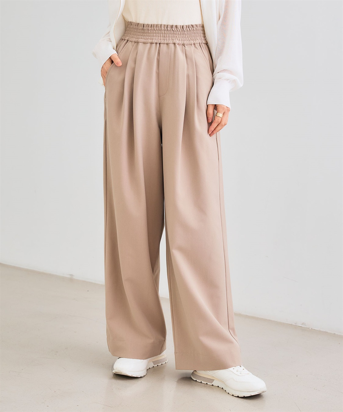 CROSS FUNCTION 《シワになりにくい》サマ美え ツータックギャザーワイドパンツ_sub_25