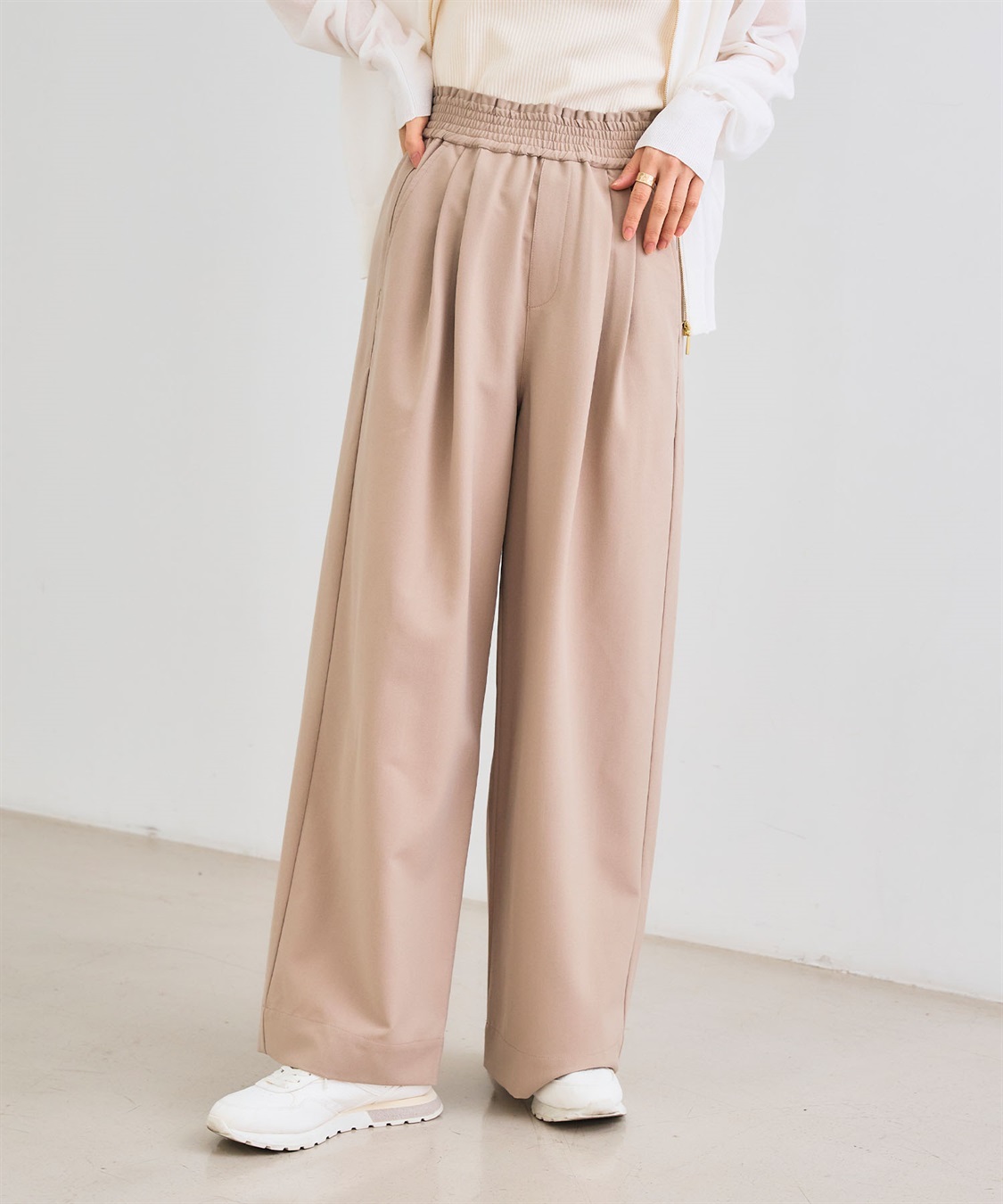 CROSS FUNCTION 《シワになりにくい》サマ美え ツータックギャザーワイドパンツ_sub_26