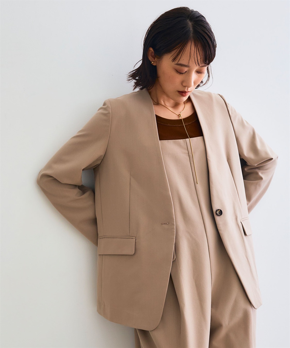 CROSS FUNCTION 《シワになりにくい》サマ美え リラックスノーカラージャケット_sub_1