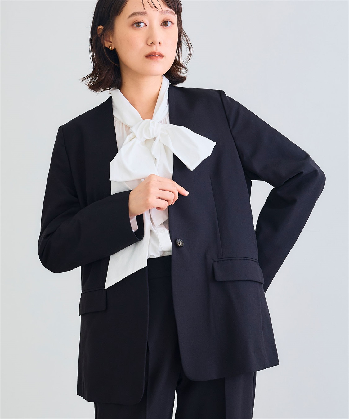 CROSS FUNCTION 《シワになりにくい》サマ美え リラックスノーカラージャケット_sub_2