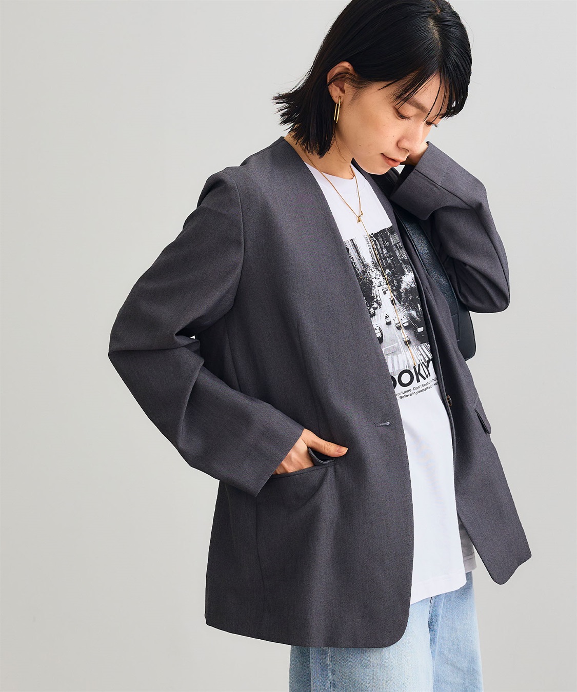 CROSS FUNCTION 《シワになりにくい》サマ美え リラックスノーカラージャケット_sub_3