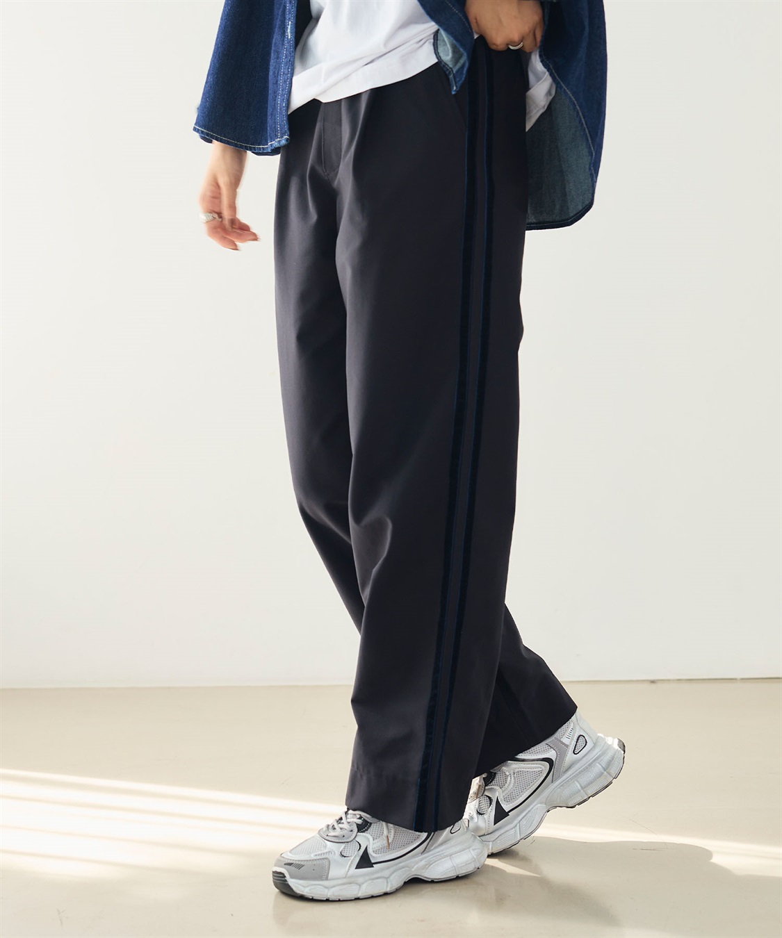 CROSS FUNCTION 《洗える》エブ楽 ジャージーベロアサイドラインパンツ_sub_1