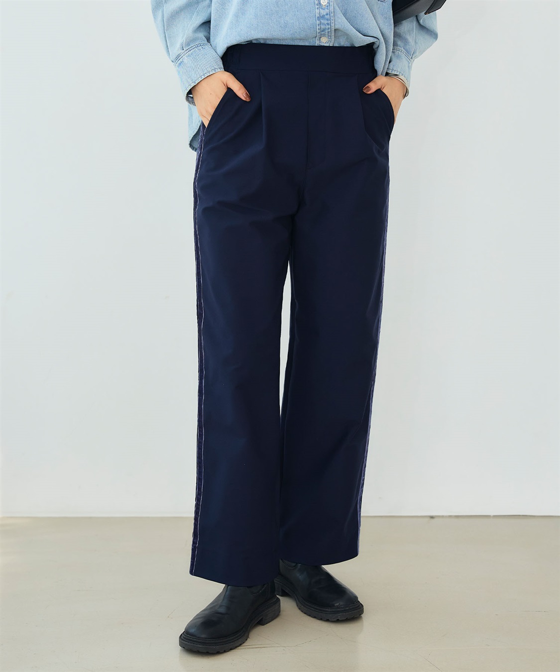 CROSS FUNCTION 《洗える》エブ楽 ジャージーベロアサイドラインパンツ_sub_2