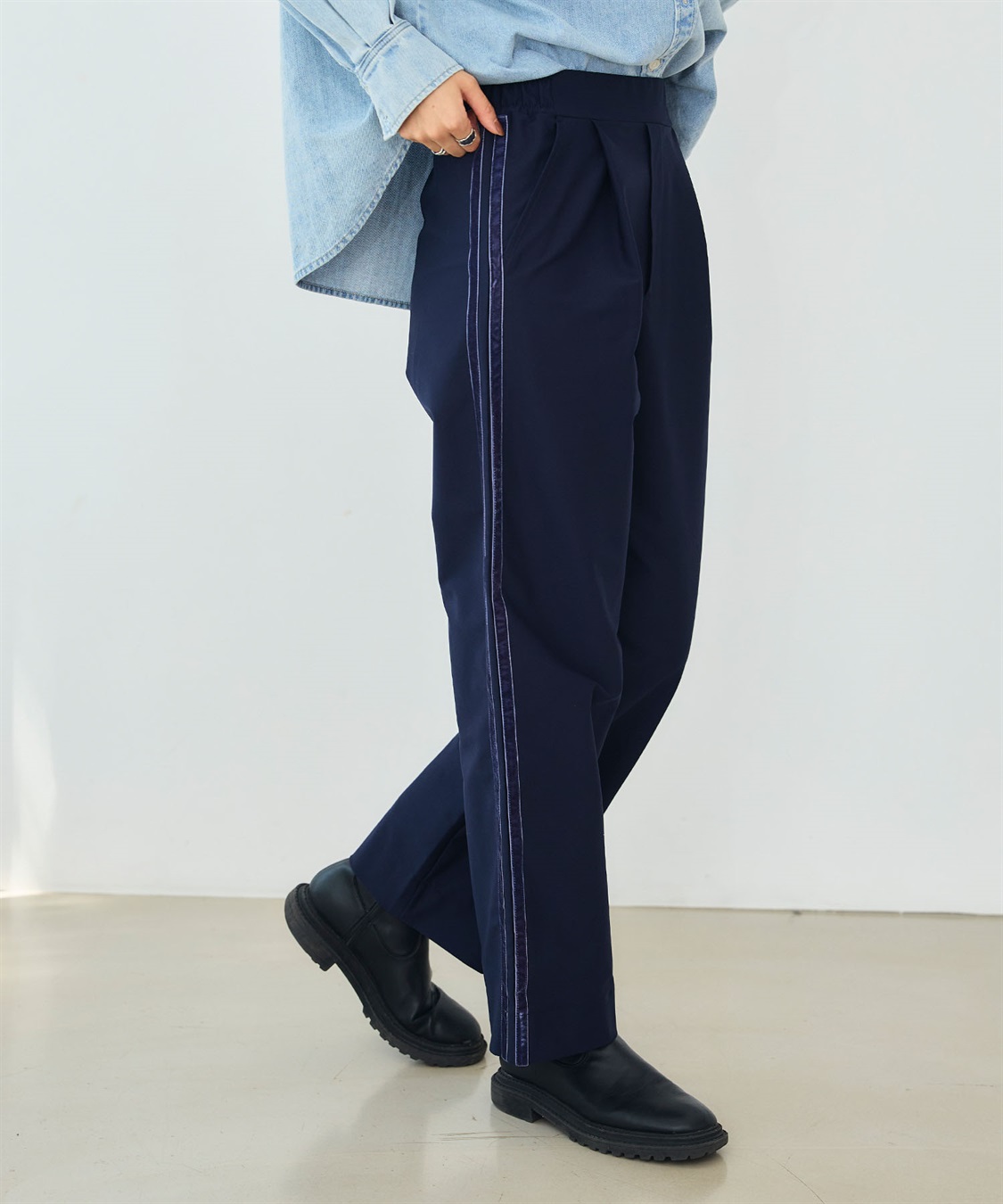 CROSS FUNCTION 《洗える》エブ楽 ジャージーベロアサイドラインパンツ_sub_26