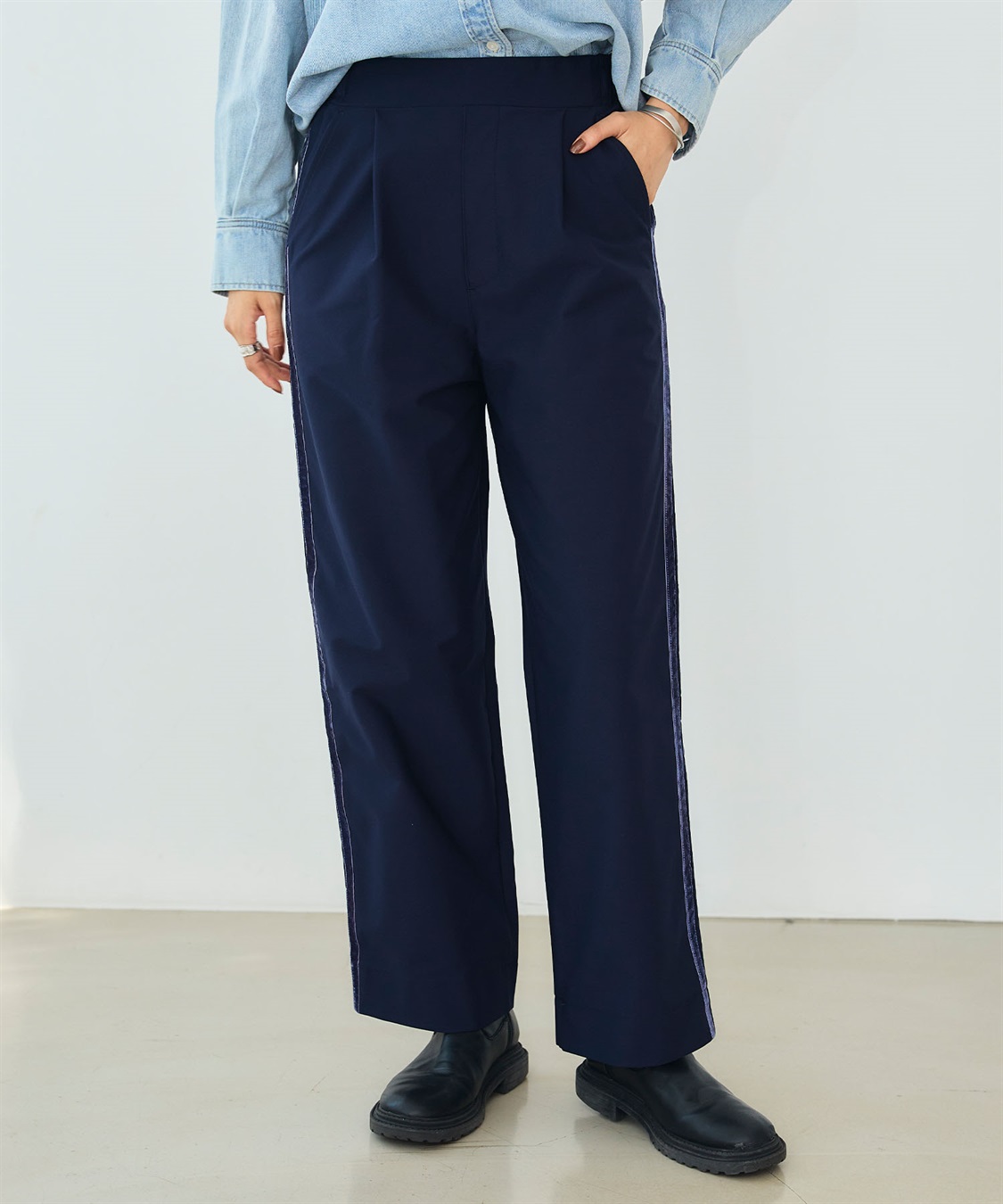 CROSS FUNCTION 《洗える》エブ楽 ジャージーベロアサイドラインパンツ_sub_27