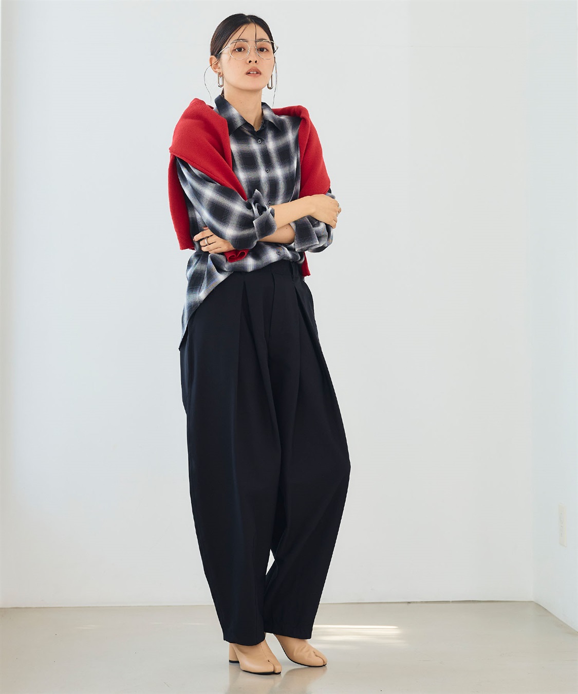 CROSS FUNCTION 《洗える》エブ楽 ジャージータックコクーンパンツ_sub_5