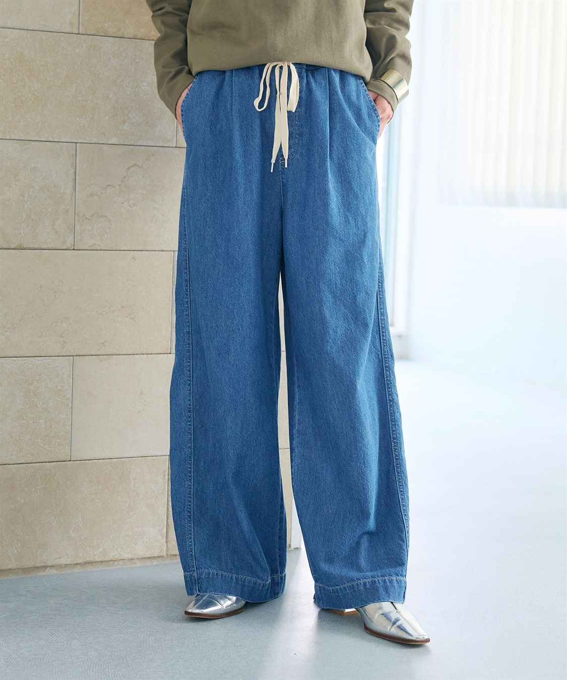 CROSS FUNCTION 《撥水》FRESH DENIM ドロストデニムワイドパンツ_sub_2