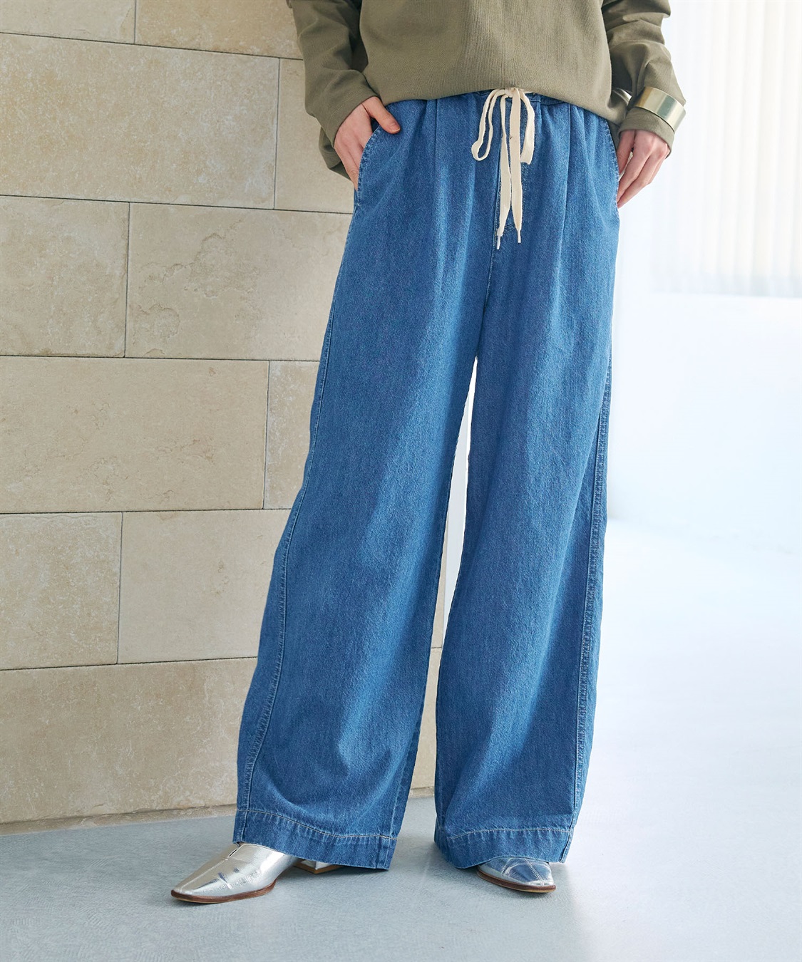 CROSS FUNCTION 《撥水》FRESH DENIM ドロストデニムワイドパンツ_sub_3