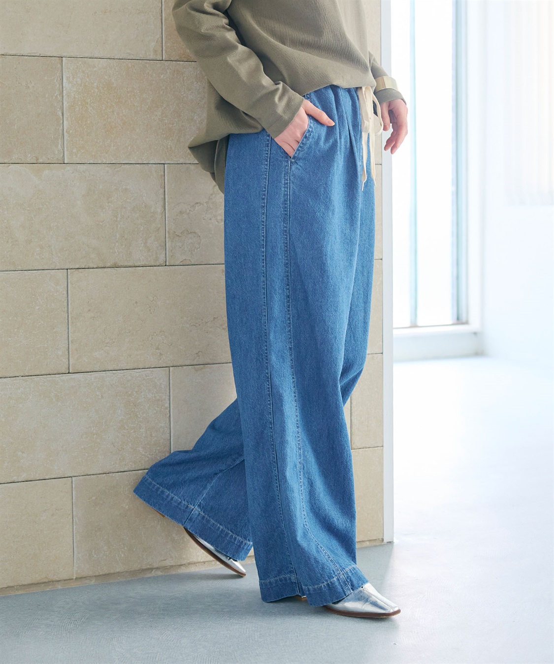 CROSS FUNCTION 《撥水》FRESH DENIM ドロストデニムワイドパンツ_sub_4