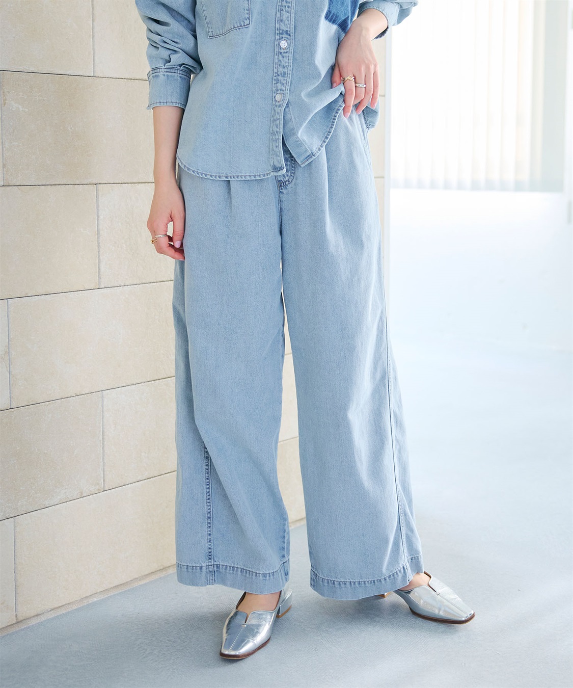 CROSS FUNCTION 《撥水》FRESH DENIM ドロストデニムワイドパンツ_sub_17