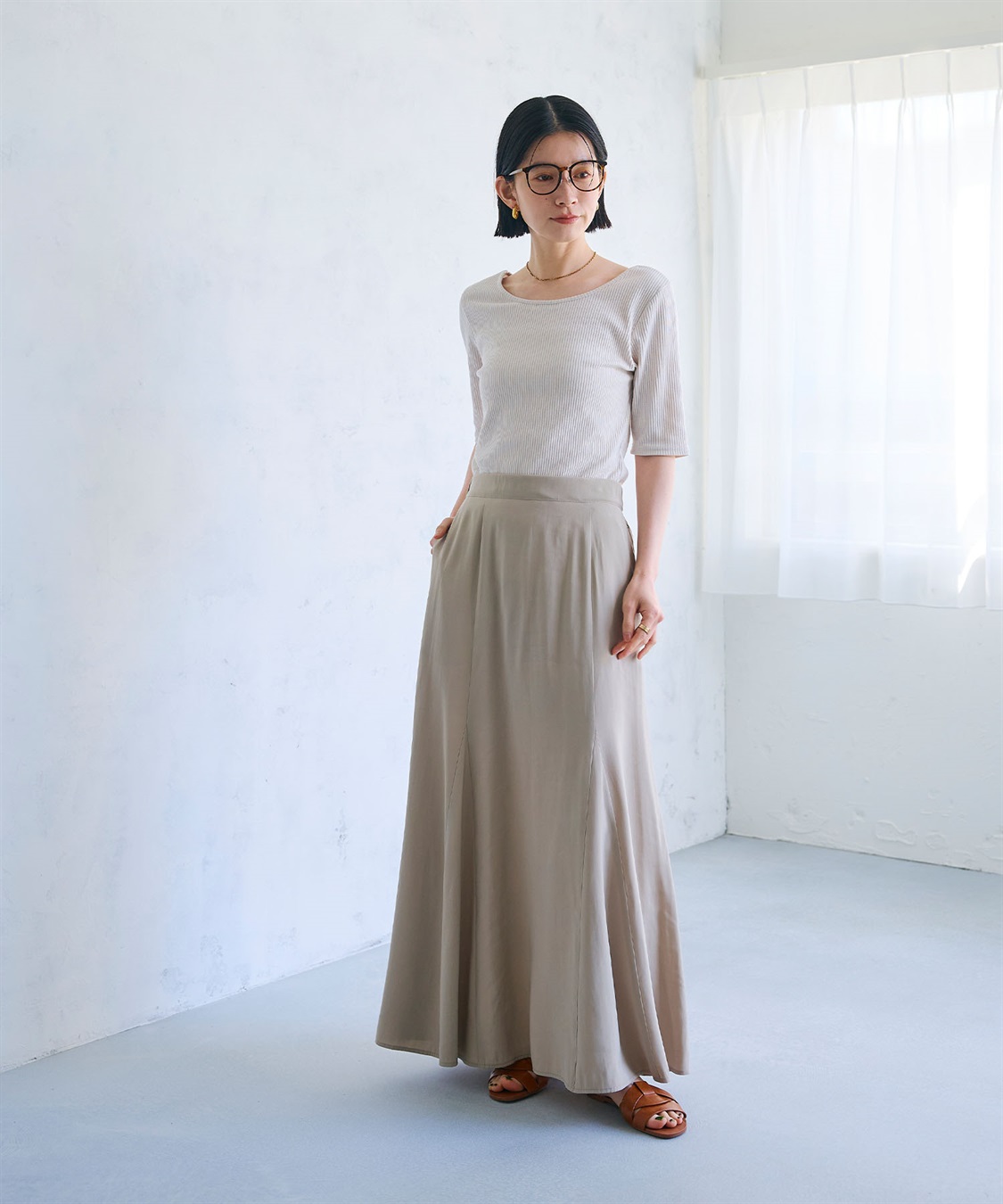 CROSS FUNCTION 《接触冷感》サマ美え とろみフレアマーメードスカート_sub_9