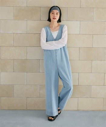 CROSS FUNCTION 《撥水》FRESH DENIM デニムルーズオールインワン_subthumb_5