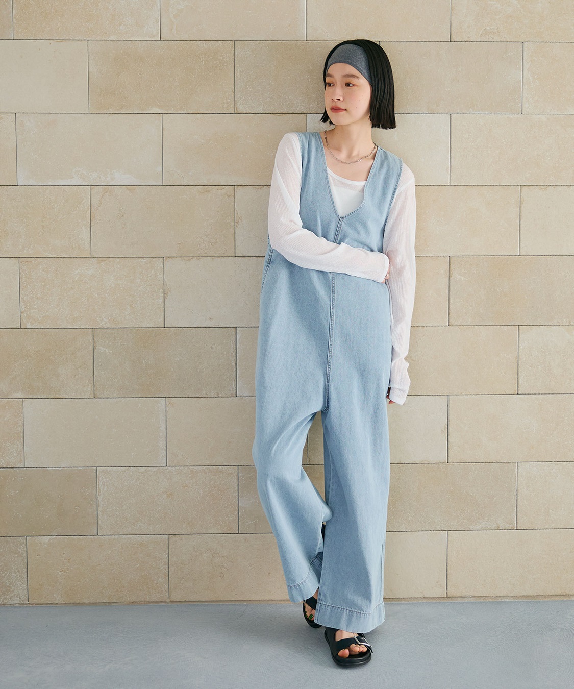 CROSS FUNCTION 《撥水》FRESH DENIM デニムルーズオールインワン_sub_6