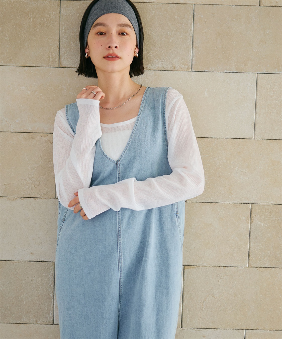 CROSS FUNCTION 《撥水》FRESH DENIM デニムルーズオールインワン_sub_8