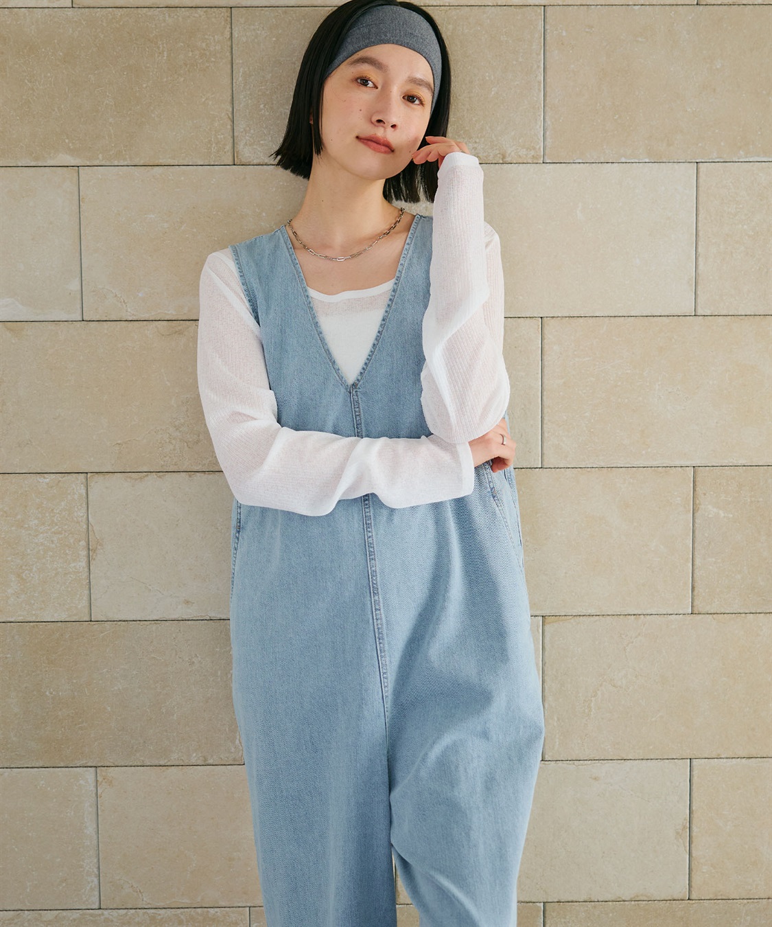 CROSS FUNCTION 《撥水》FRESH DENIM デニムルーズオールインワン_sub_9