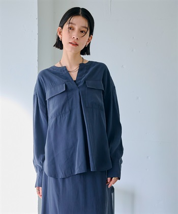 CROSS FUNCTION 《接触冷感》サマ美え とろみワークディテールドレープシャツ_subthumb_2