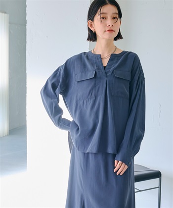 CROSS FUNCTION 《接触冷感》サマ美え とろみワークディテールドレープシャツ_subthumb_3